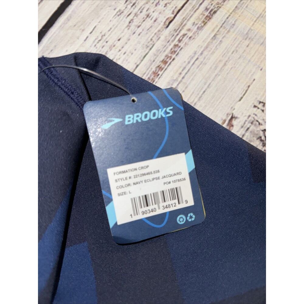 NEW Brooks Women's Size L Mid-Rise Navy Eclipse Jacquard Formation Crop Leggings - Picture 4 of 6